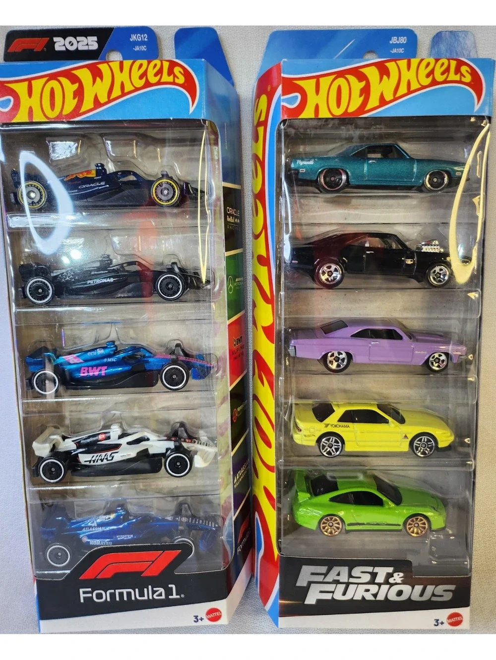 Hot Wheels Formula 1 & Fast & Furious Diecast 1:64 5-Car Collection Set